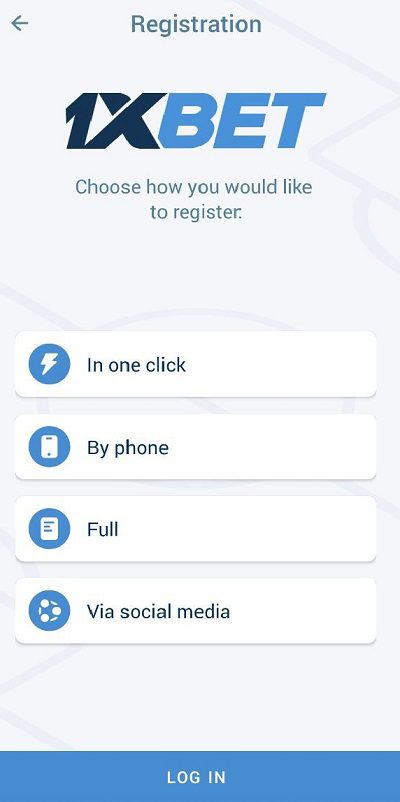 Registration 1xbet app